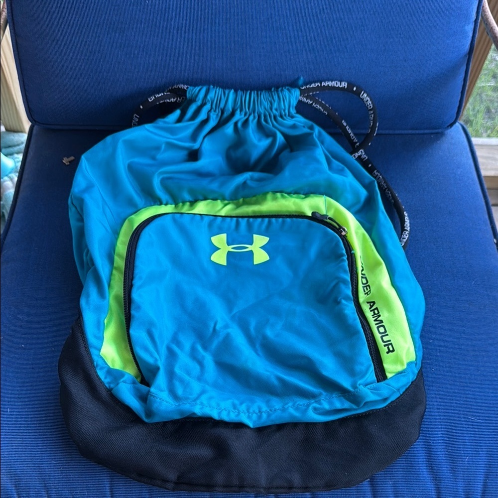 Under Armour Teal and Lime Drawstring Bag